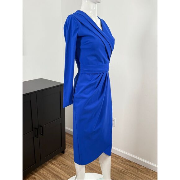 Chiara Boni La Petite Robe Jodene Pleated Wrap Midi Dress Size 4 - Picture 8 of 10